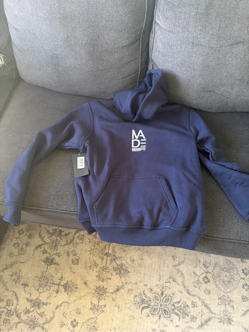 Kids Made Hoops basketball Navy Pullover Hoodie